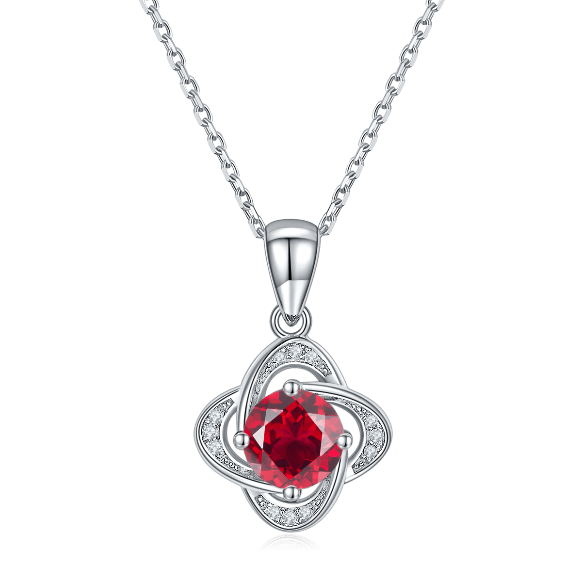 Four-Leaf Clover Moissanite Pendant Necklace - 1ct DEW Round Center - Image 2