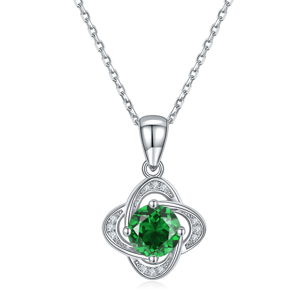 Four-Leaf Clover Moissanite Pendant Necklace - 1ct DEW Round Center - Image 4