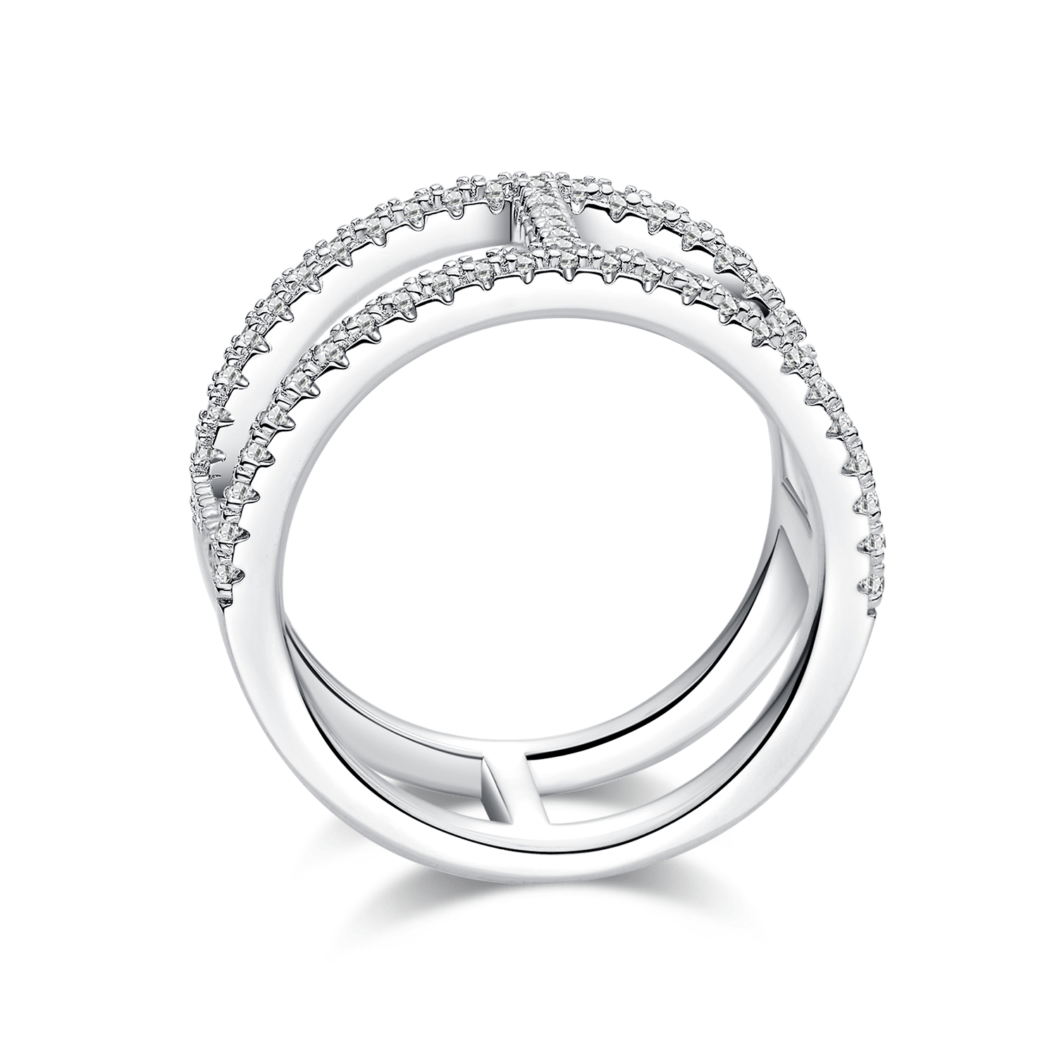 Moissanite I-Beam Guard Ring | Pavé Open-Frame 925 Silver - Image 2
