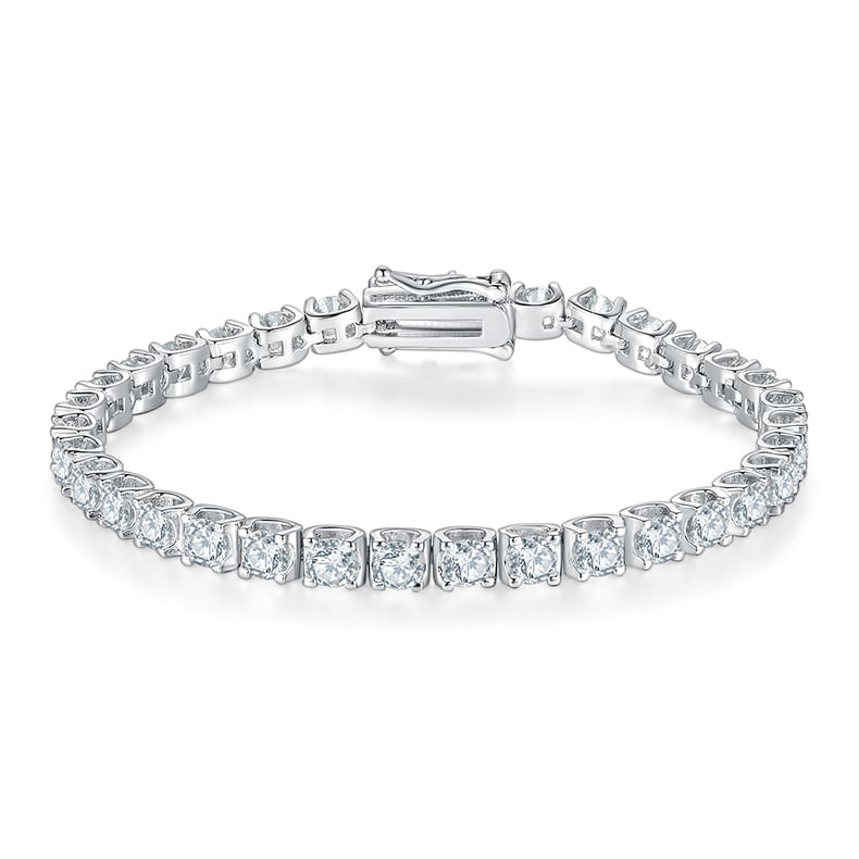 Bull-Head Moissanite Tennis Necklace - 18K White Gold Plated 925 Silver - alternate view