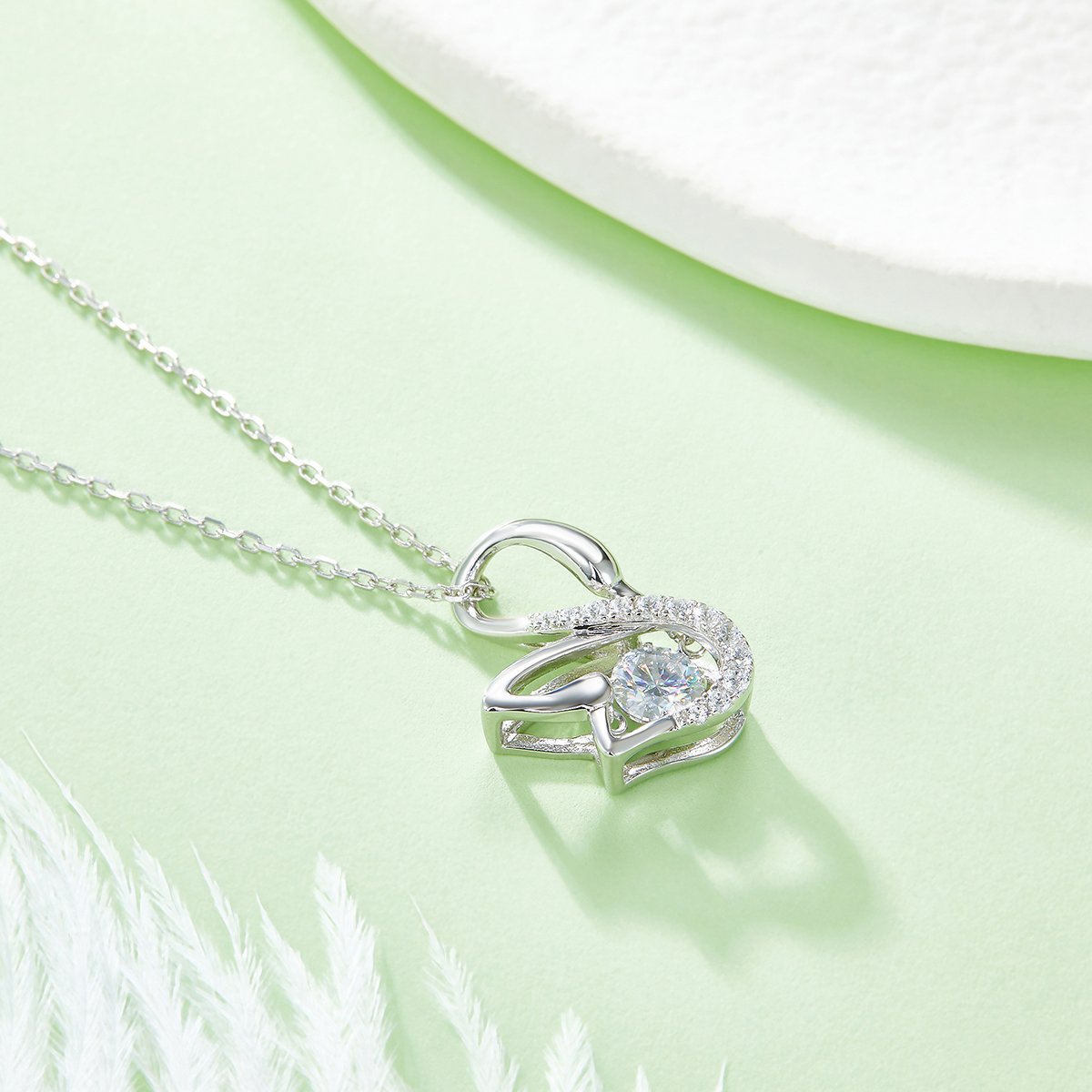 Dancing Swan Moissanite Pendant Necklace | 0.5ct Round | 925 Sterling Silver - Image 4