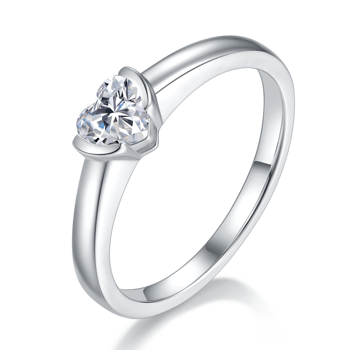 Heart-Cut Moissanite Solitaire Ring | 0.5ct DEW 5mm Half-Bezel - Image 2