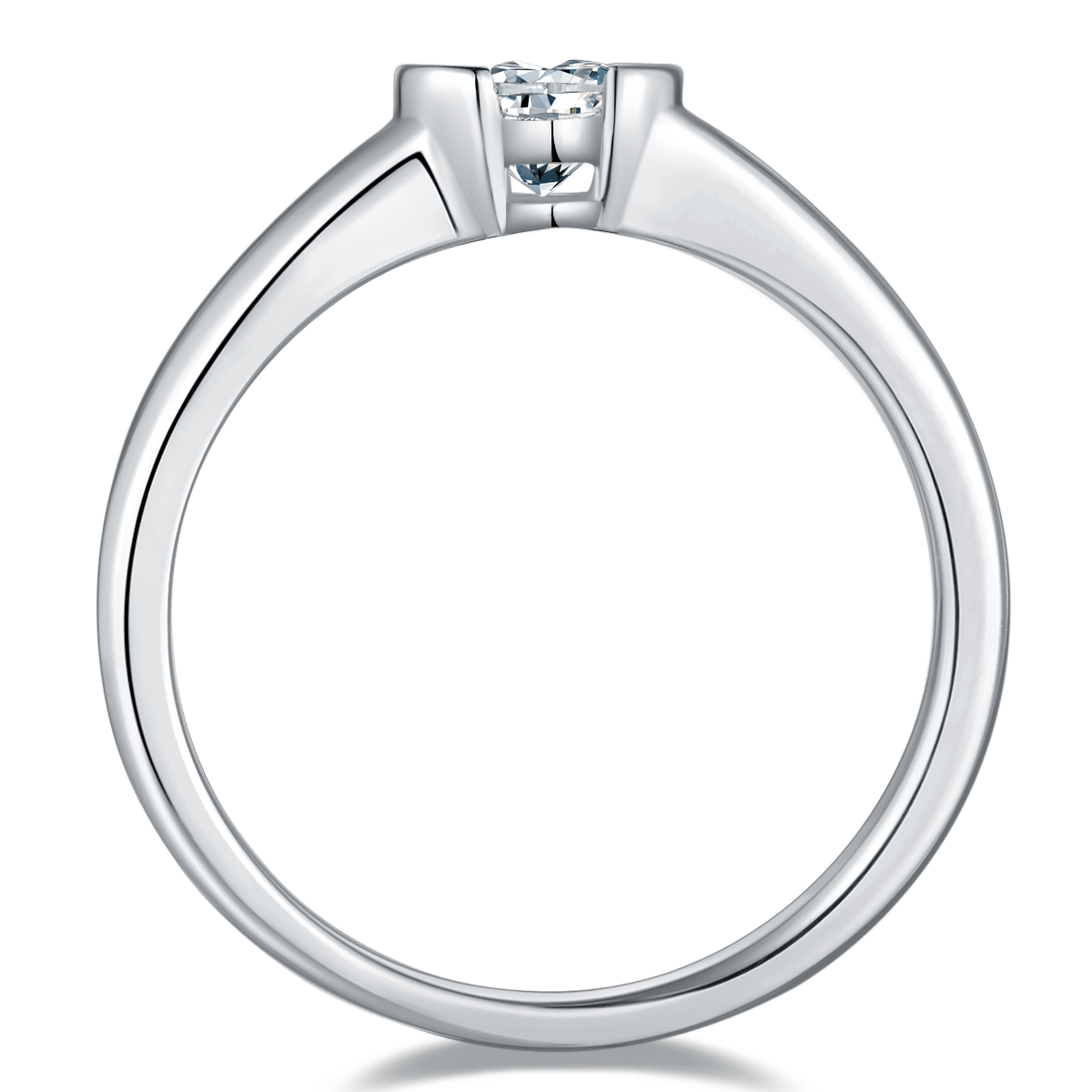 Heart-Cut Moissanite Solitaire Ring | 0.5ct DEW 5mm Half-Bezel - Image 3