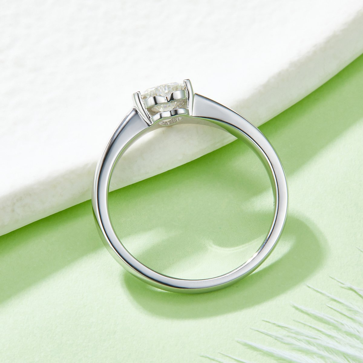 Heart-Cut Moissanite Solitaire Ring | 0.5ct DEW 5mm Half-Bezel - Image 6