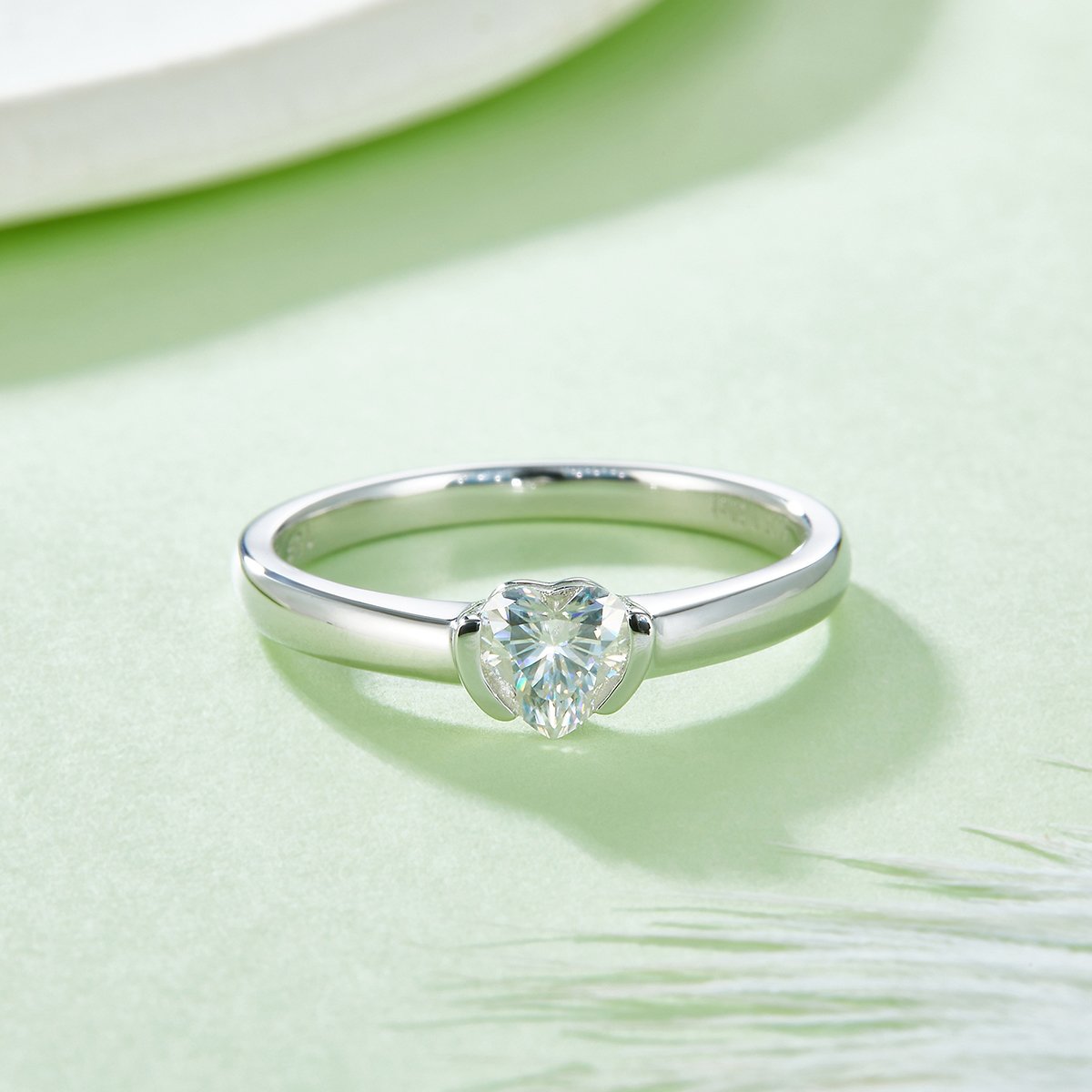 Heart-Cut Moissanite Solitaire Ring | 0.5ct DEW 5mm Half-Bezel - Image 7