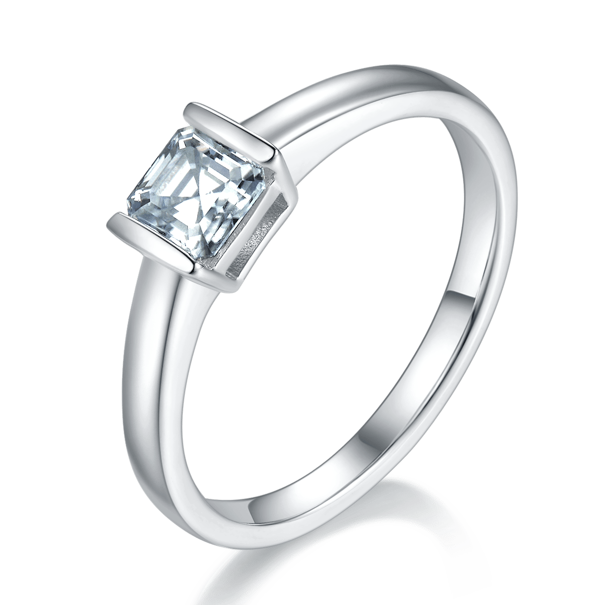 Asscher-Cut Moissanite East-West Solitaire Ring - Image 2