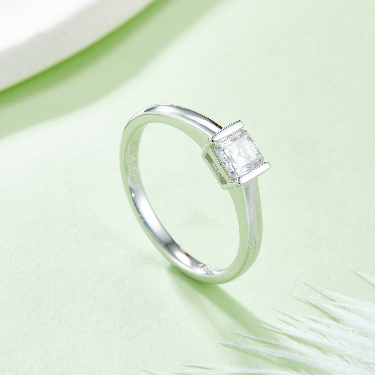 Asscher-Cut Moissanite East-West Solitaire Ring - Image 5