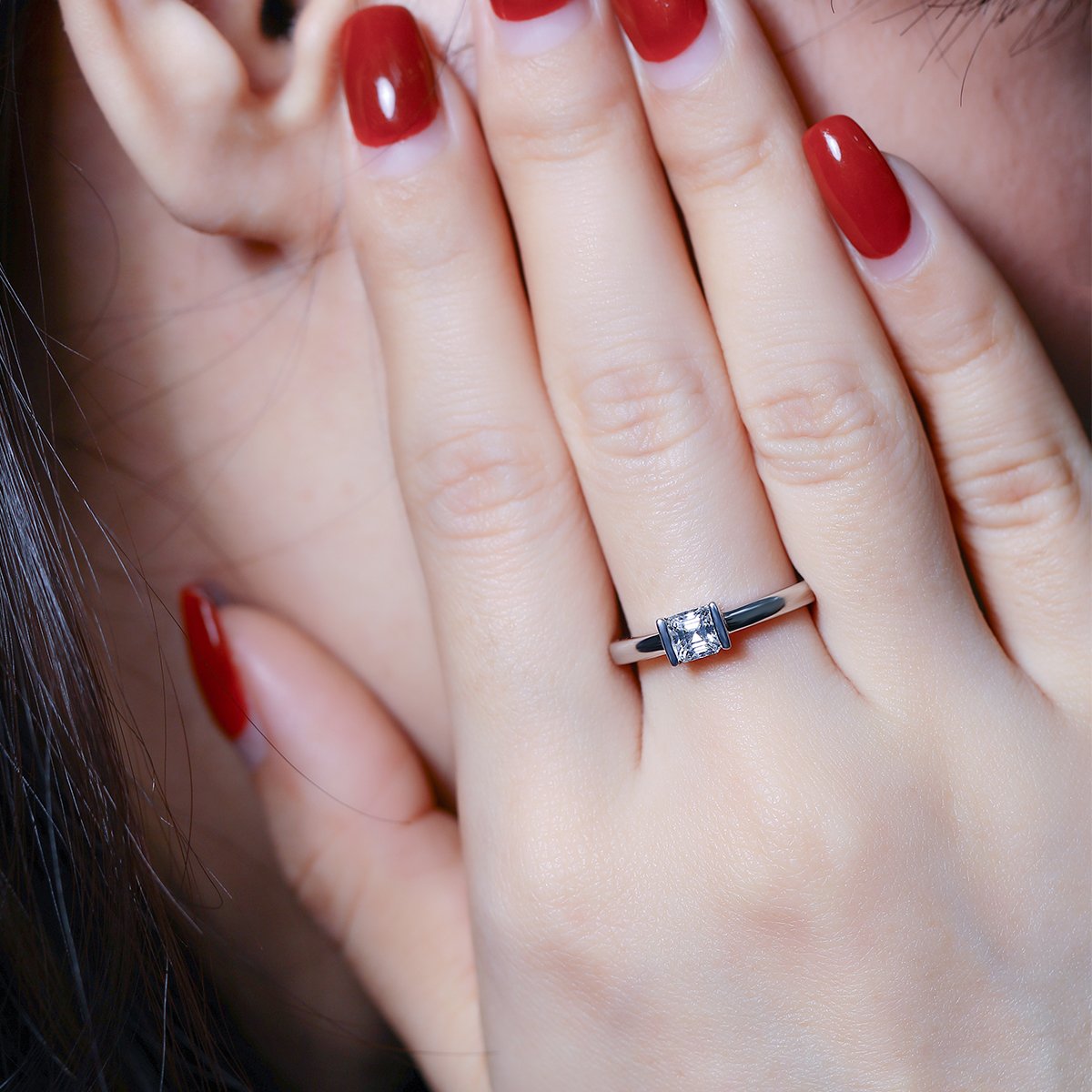 Asscher-Cut Moissanite East-West Solitaire Ring - Image 8