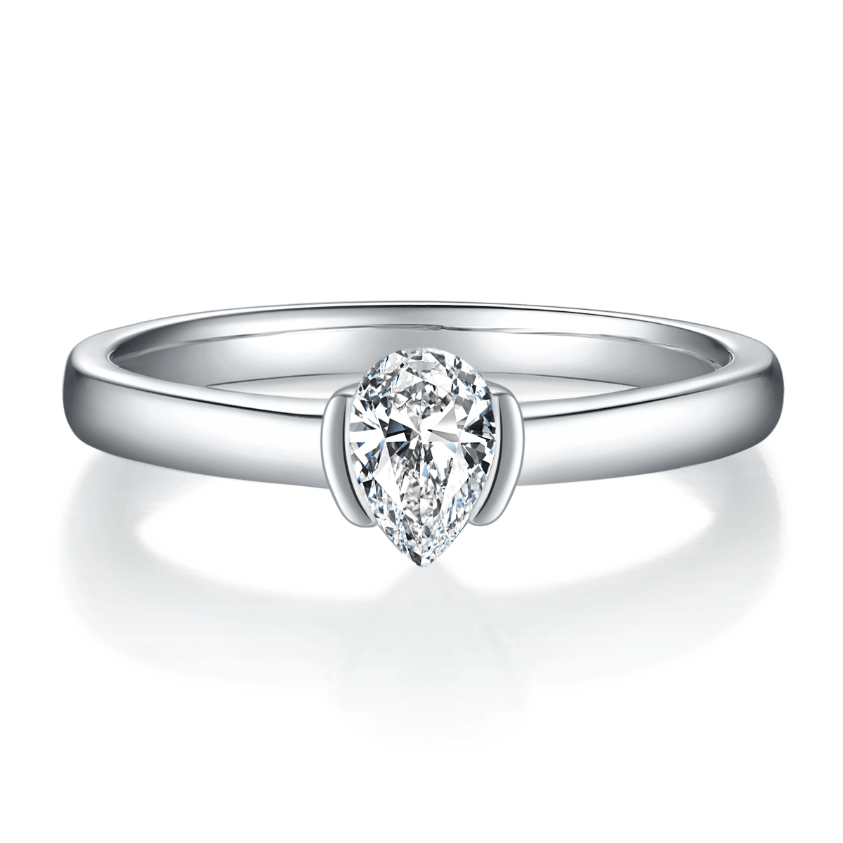 Pear-Cut Moissanite East-West Solitaire Ring - Image 4