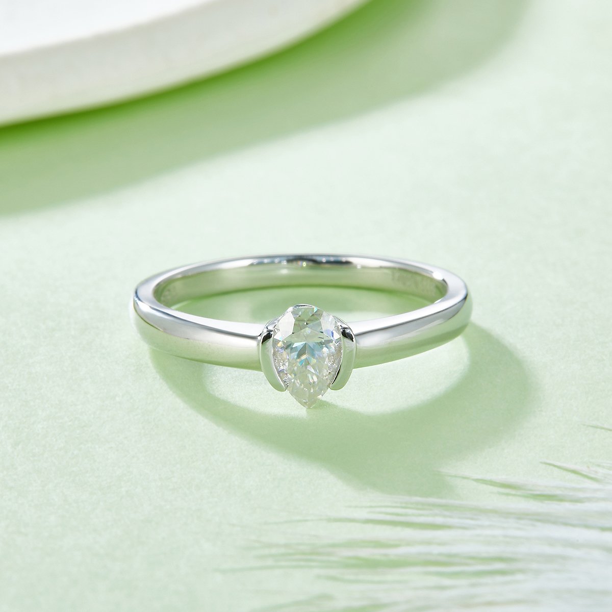 Pear-Cut Moissanite East-West Solitaire Ring - Image 7