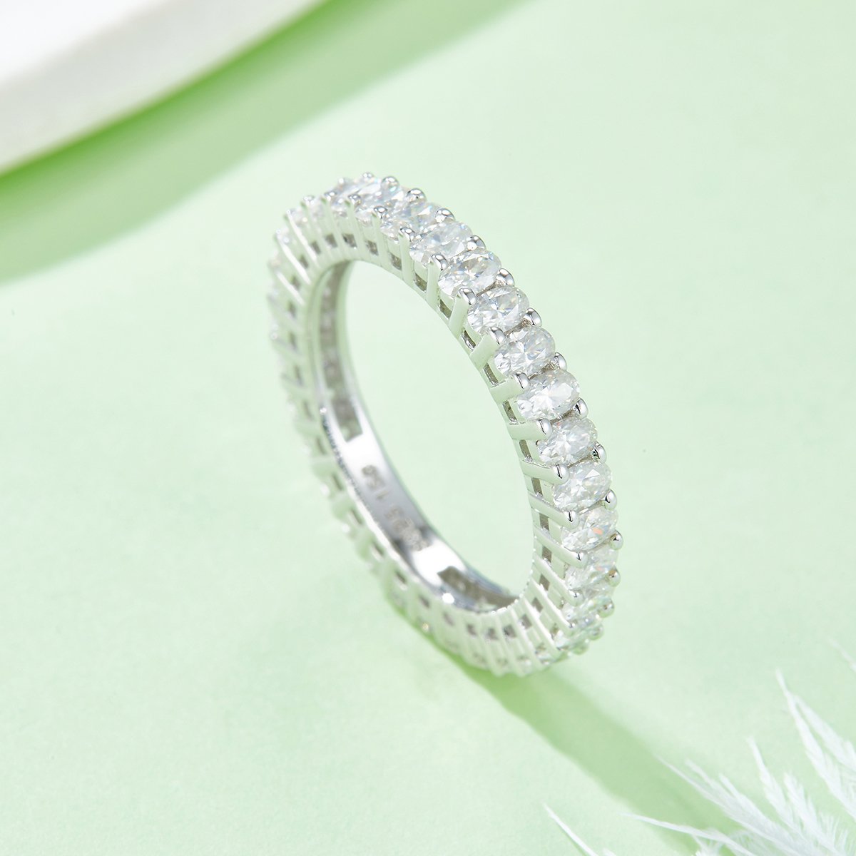 Oval-Cut Moissanite Full Eternity Band Ring | 3.4ctw 925 Silver - Image 4