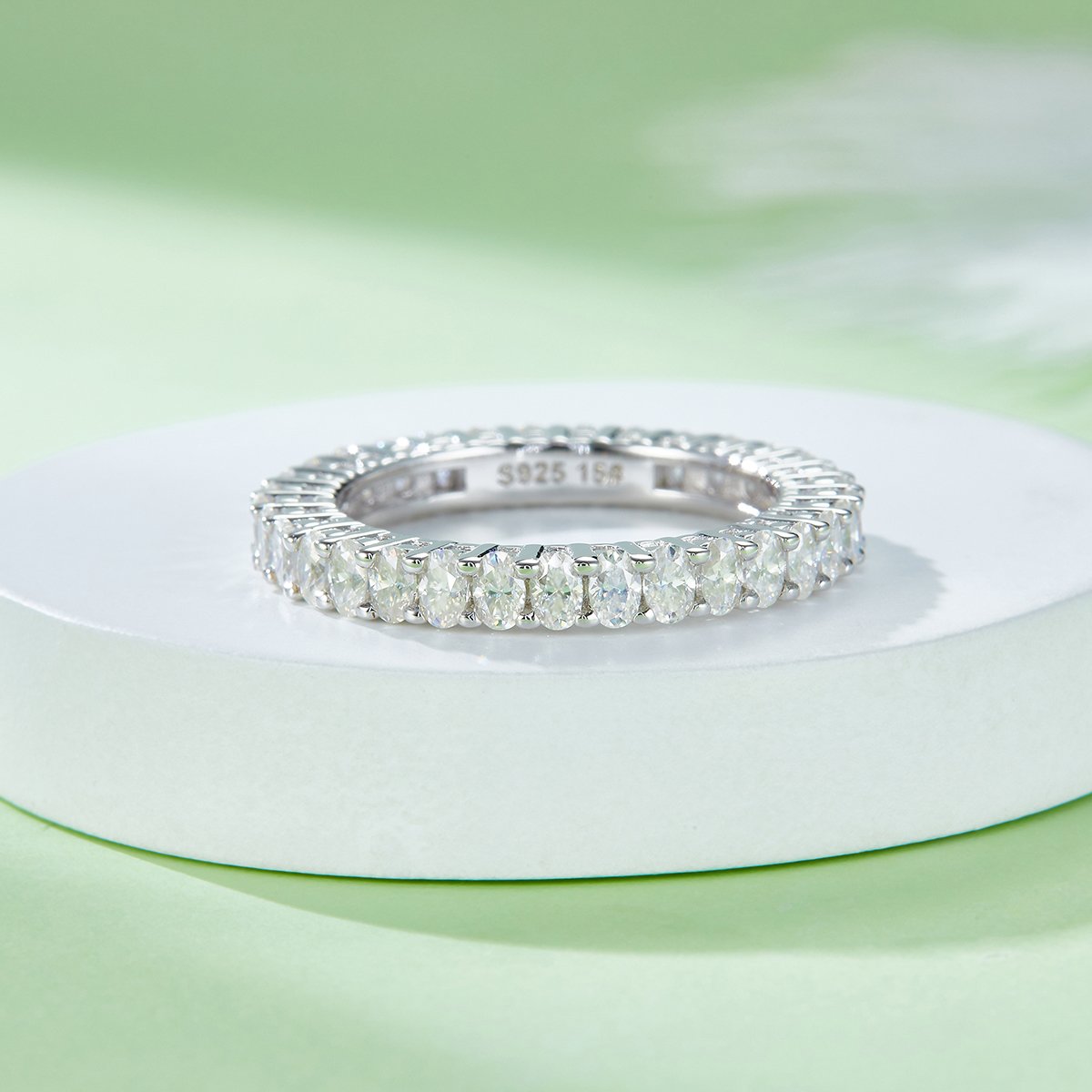 Oval-Cut Moissanite Full Eternity Band Ring | 3.4ctw 925 Silver - Image 6