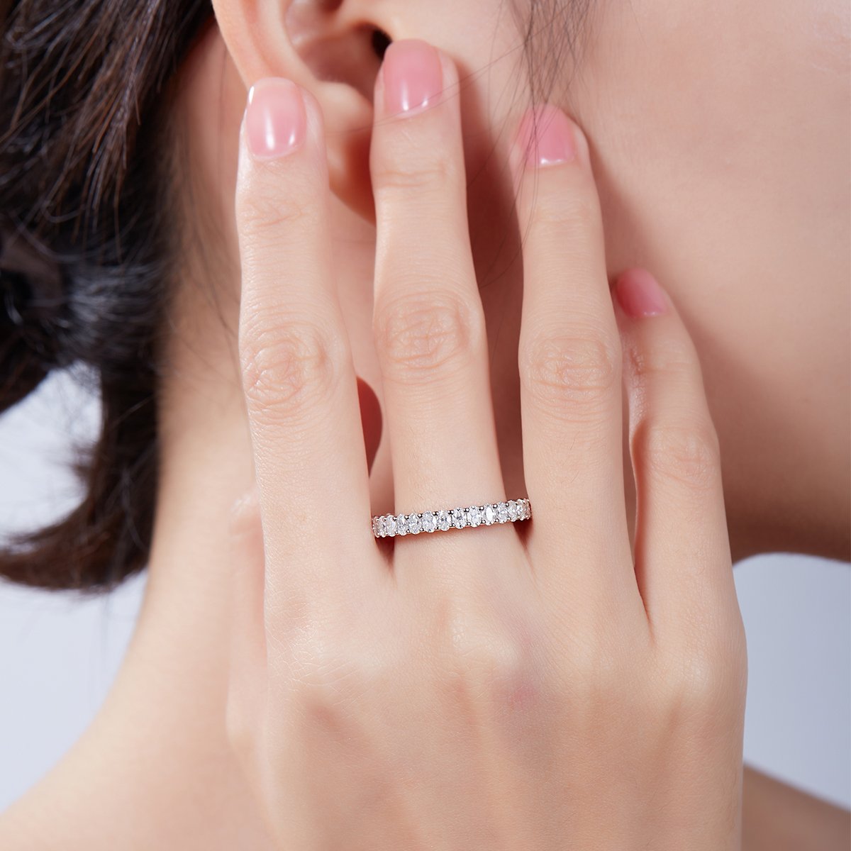 Oval-Cut Moissanite Full Eternity Band Ring | 3.4ctw 925 Silver - Image 7