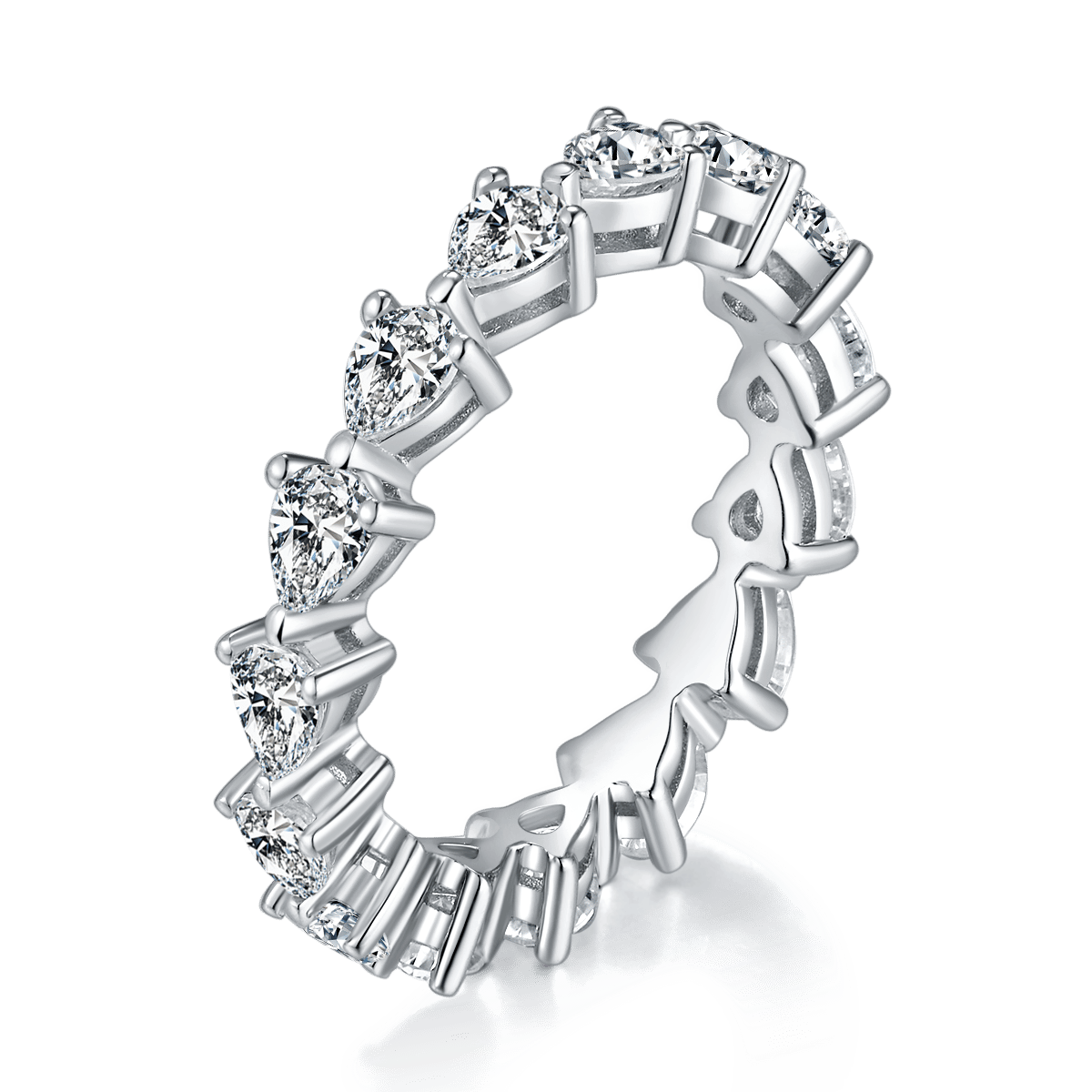 Pear-Cut Moissanite Eternity Band in White Gold