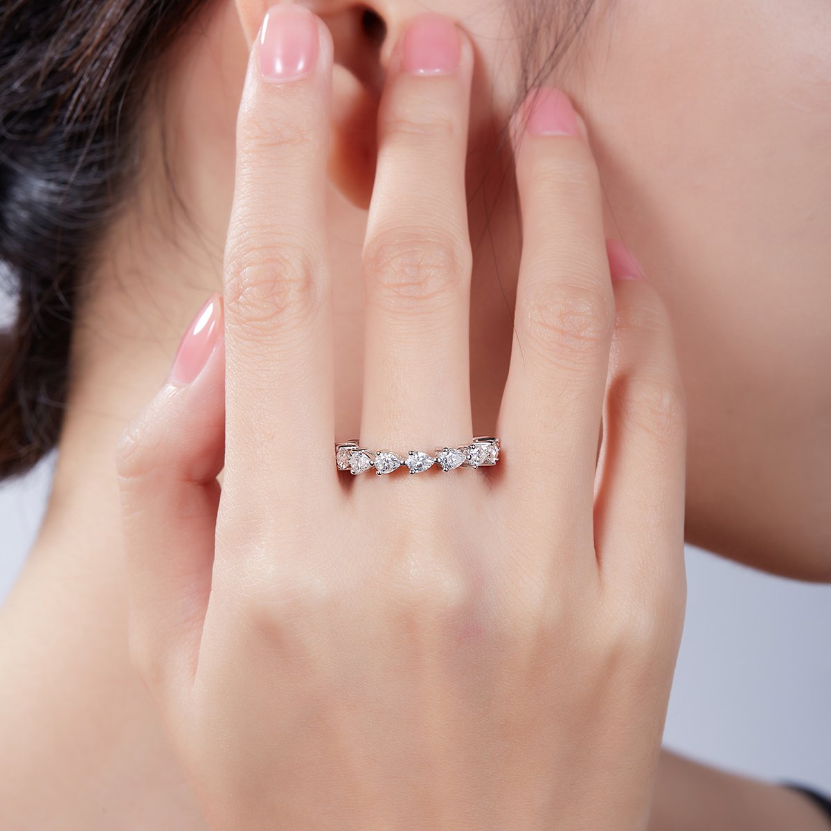 Pear-Cut Moissanite Eternity Band in White Gold - Image 7
