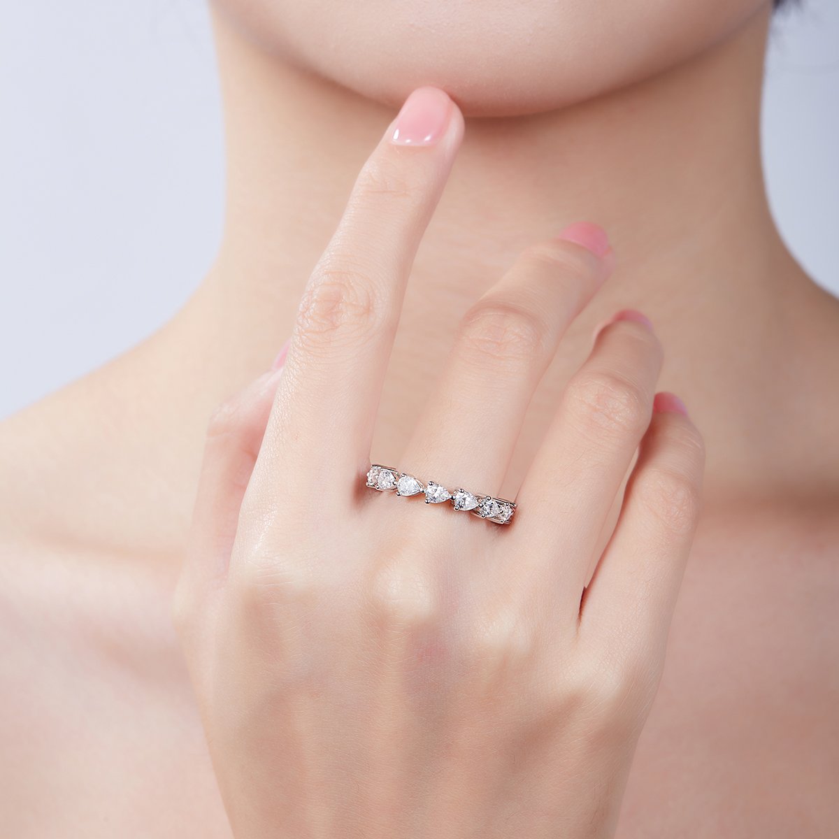 Pear-Cut Moissanite Eternity Band in White Gold - Image 8