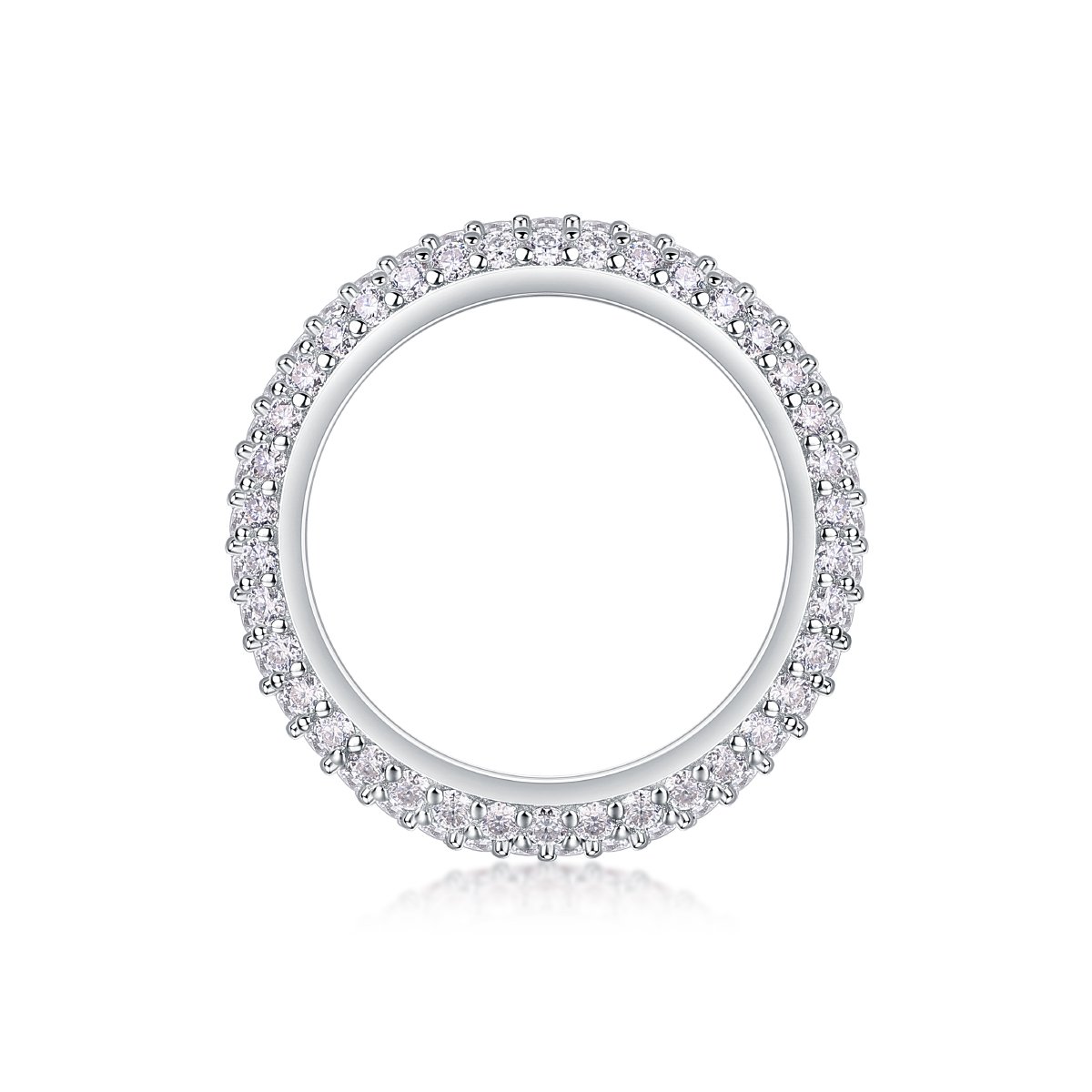 Domed Pavé Moissanite Eternity Band Ring | 18K White Gold over 925 Silver - Image 3
