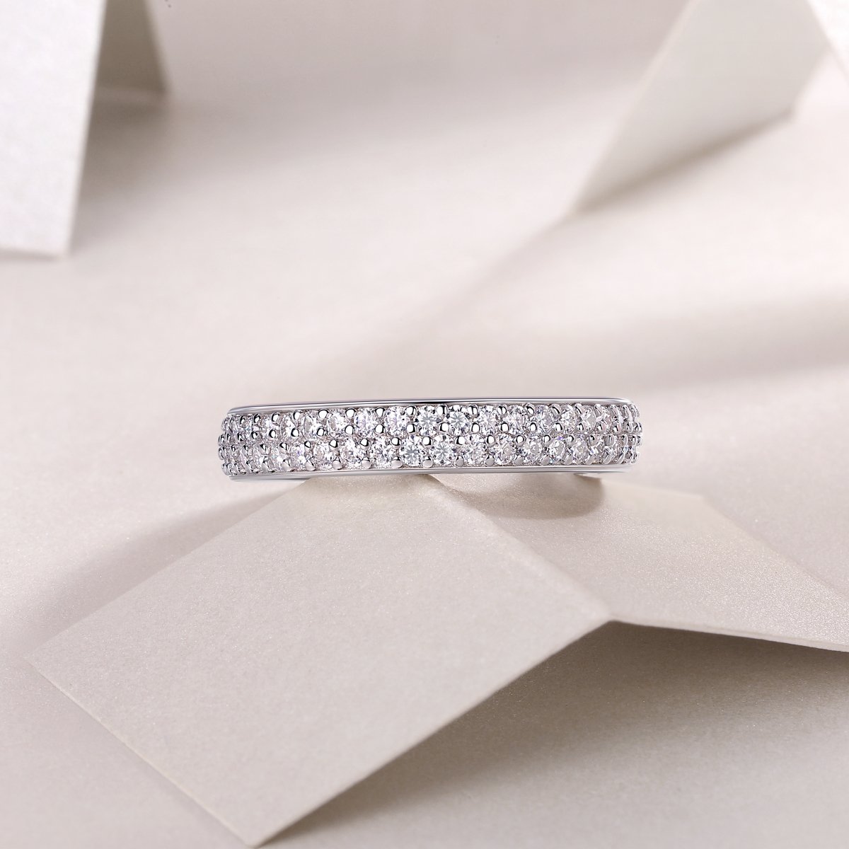 Moissanite Domed Full-Pave Eternity Band Ring - Image 5