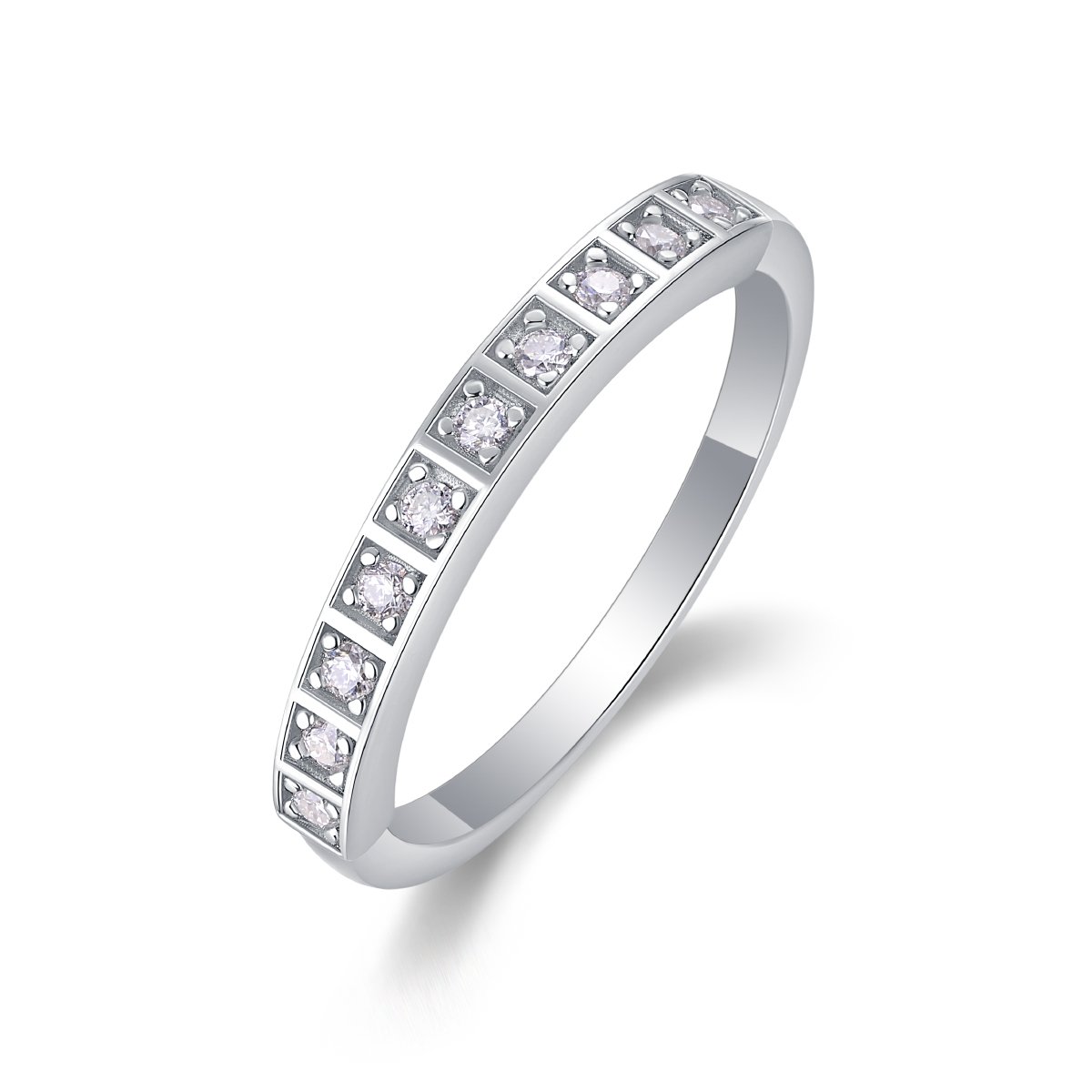 Moissanite Boxed-Station Half Eternity Band