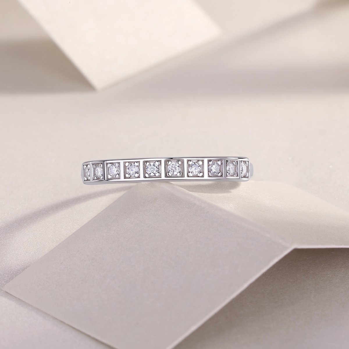 Moissanite Boxed-Station Half Eternity Band - Image 5