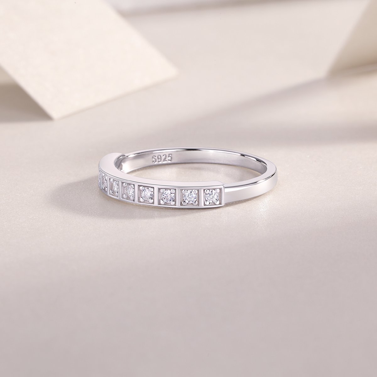 Moissanite Boxed-Station Half Eternity Band - Image 6
