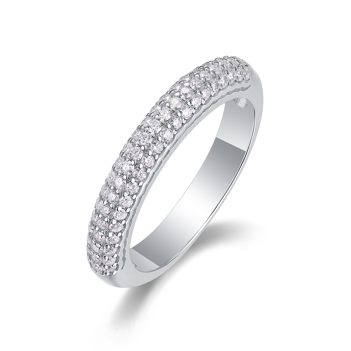 Domed Pavé Three-Row Moissanite Band Ring | 0.5ct DEW