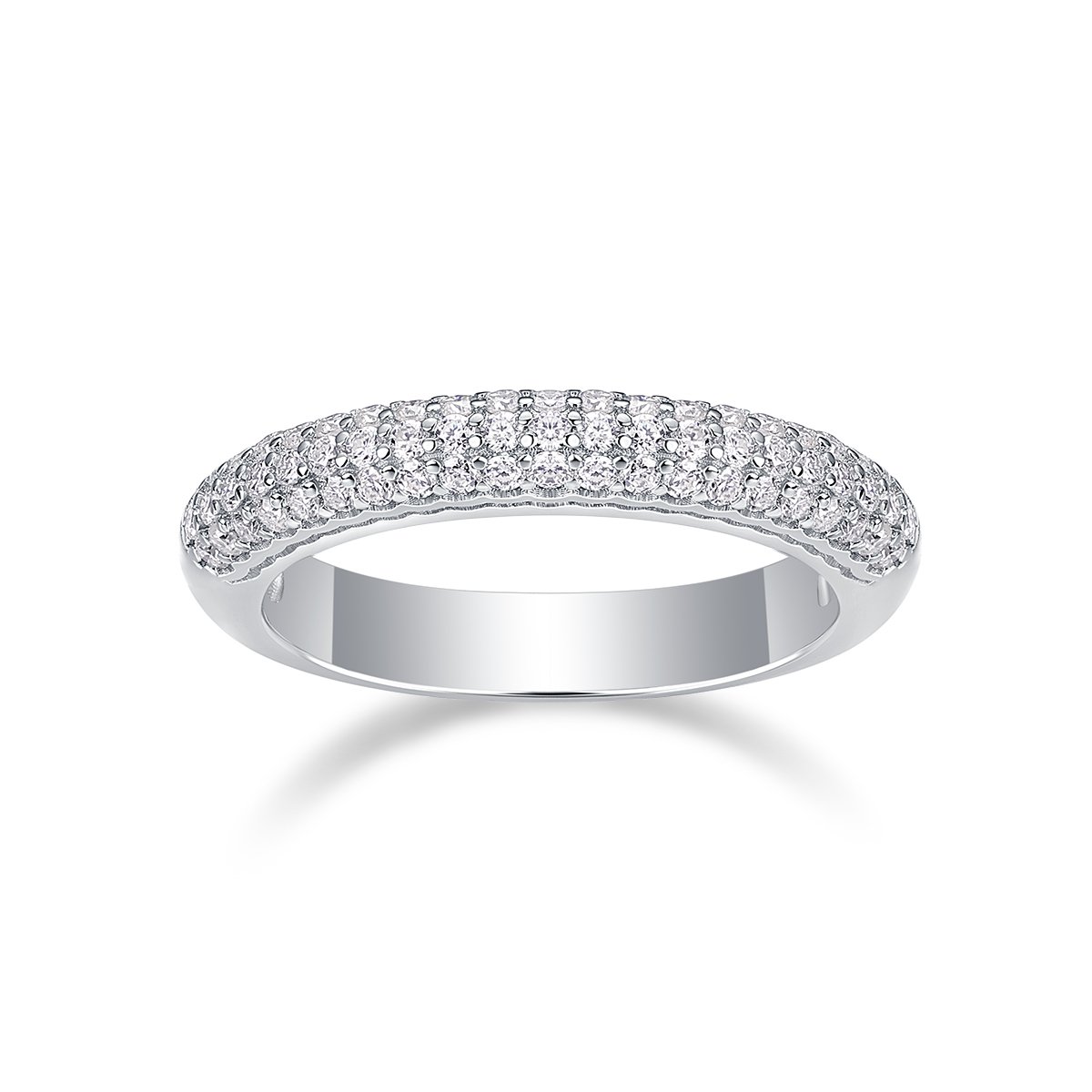 Domed Pavé Three-Row Moissanite Band Ring | 0.5ct DEW - Image 2
