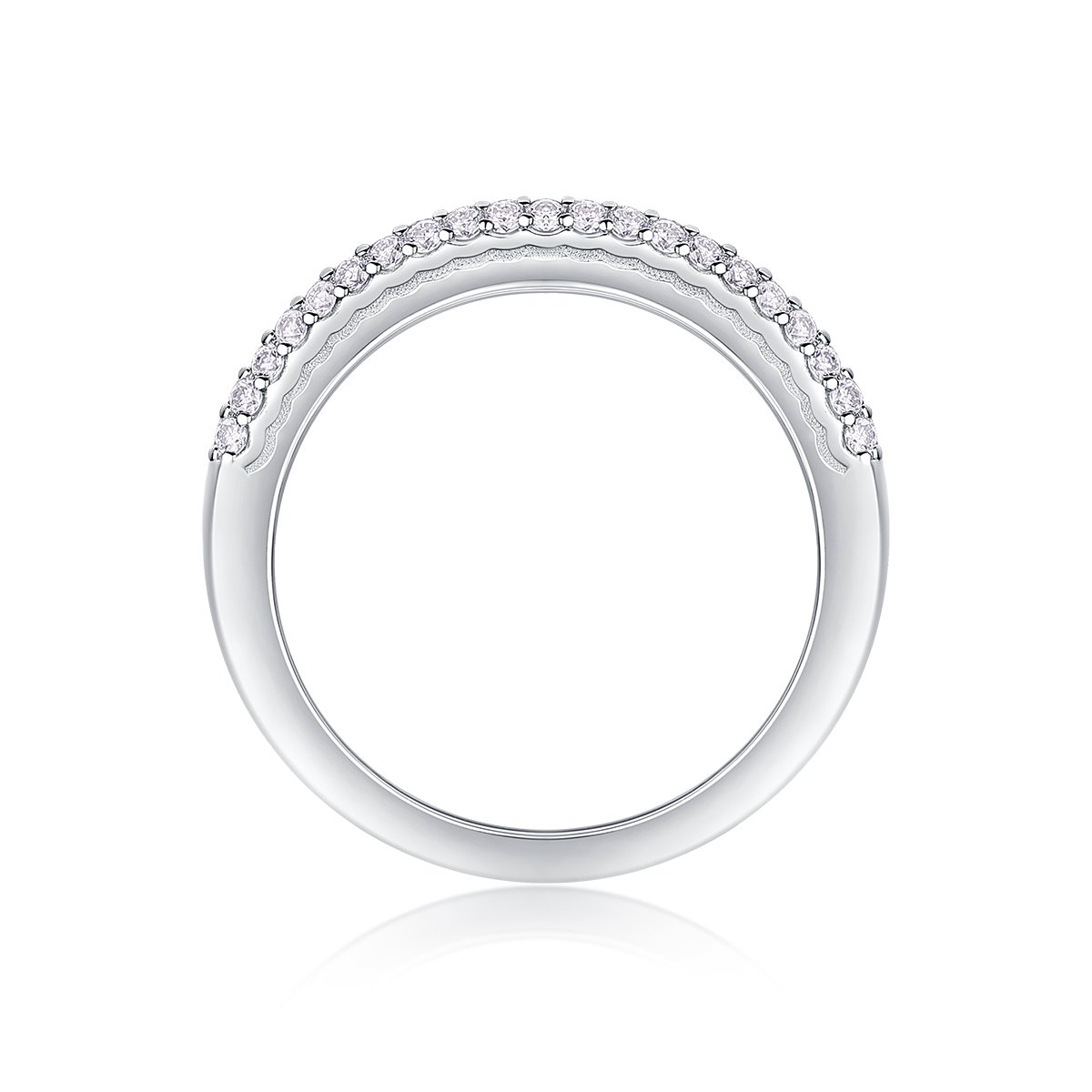 Domed Pavé Three-Row Moissanite Band Ring | 0.5ct DEW - Image 3