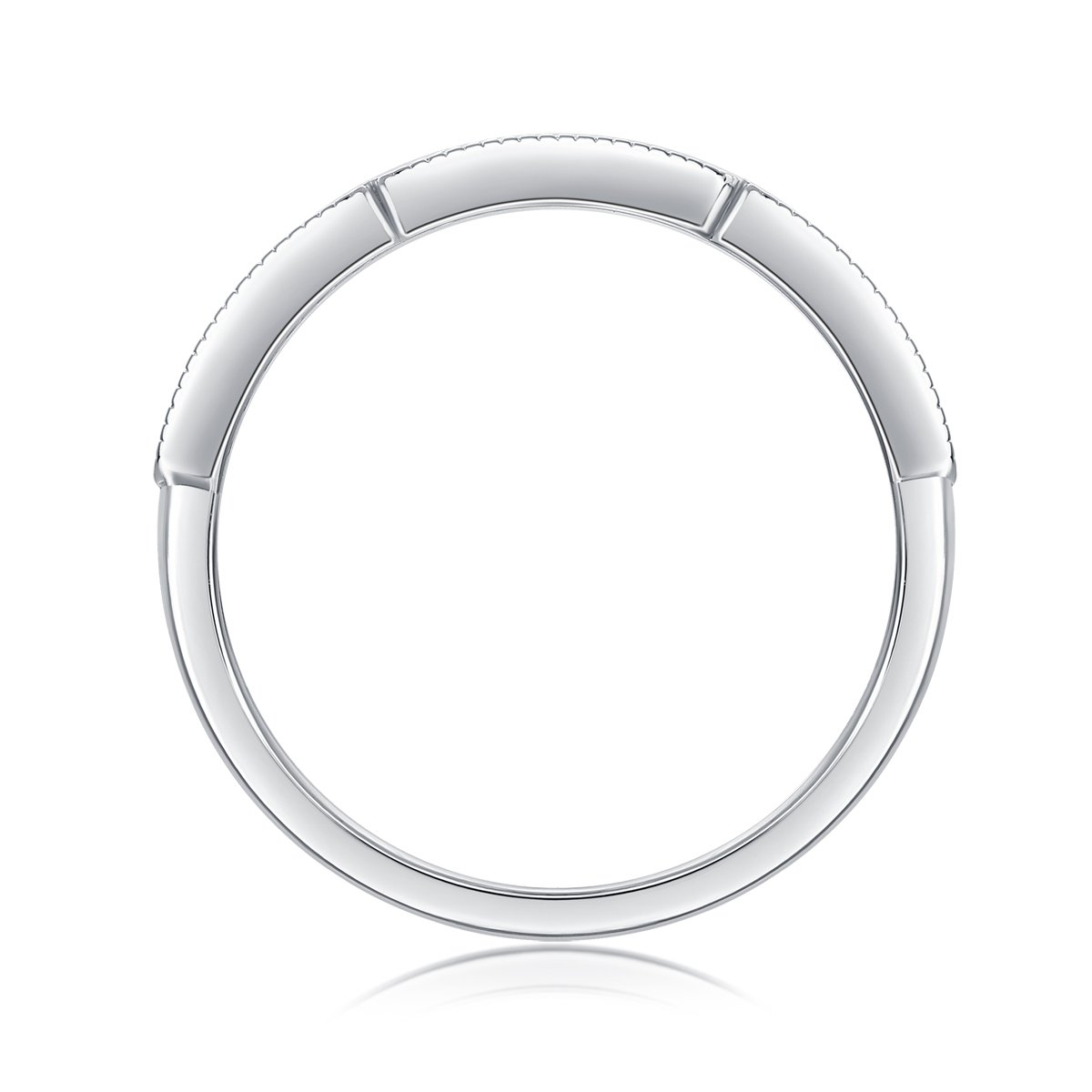 Moissanite Milgrain Segment Band Ring | Vintage Half-Eternity Stacker | 925 Silver - Image 3
