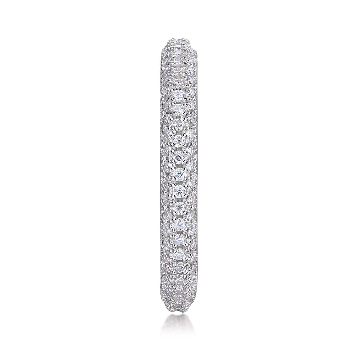 Moissanite Pavé Eternity Band Ring | Domed Three-Row Sterling Silver - Image 2
