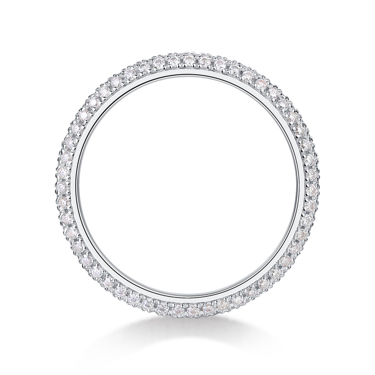 Moissanite Pavé Eternity Band Ring | Domed Three-Row Sterling Silver - Image 3