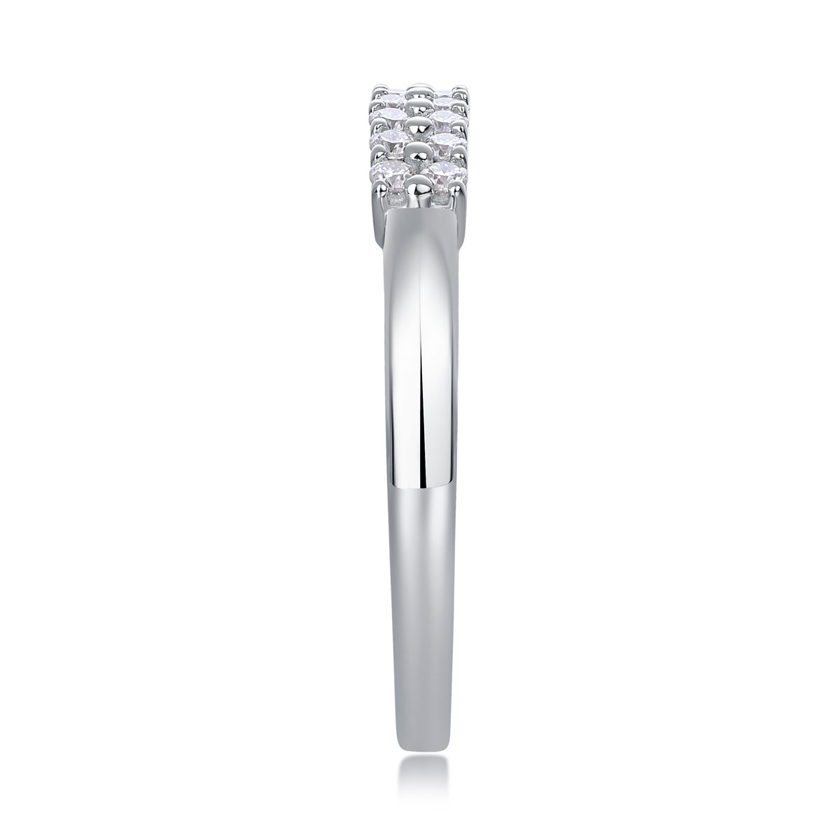 Moissanite Two-Row Pave Band Ring | 925 Silver, 18K White Gold Plated - Image 4