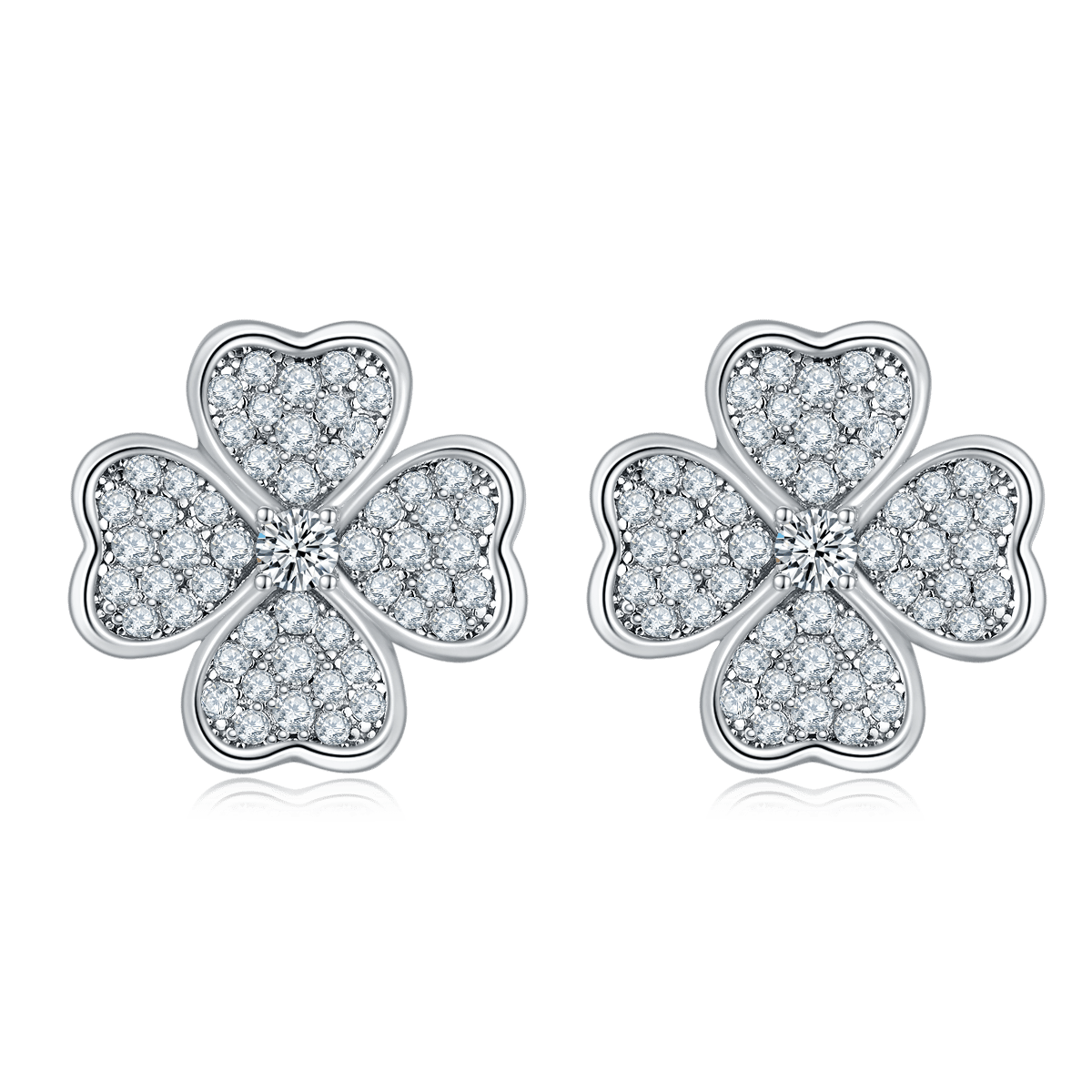 Pavé Flower Moissanite Stud Earrings – 1.34ct DEW Each