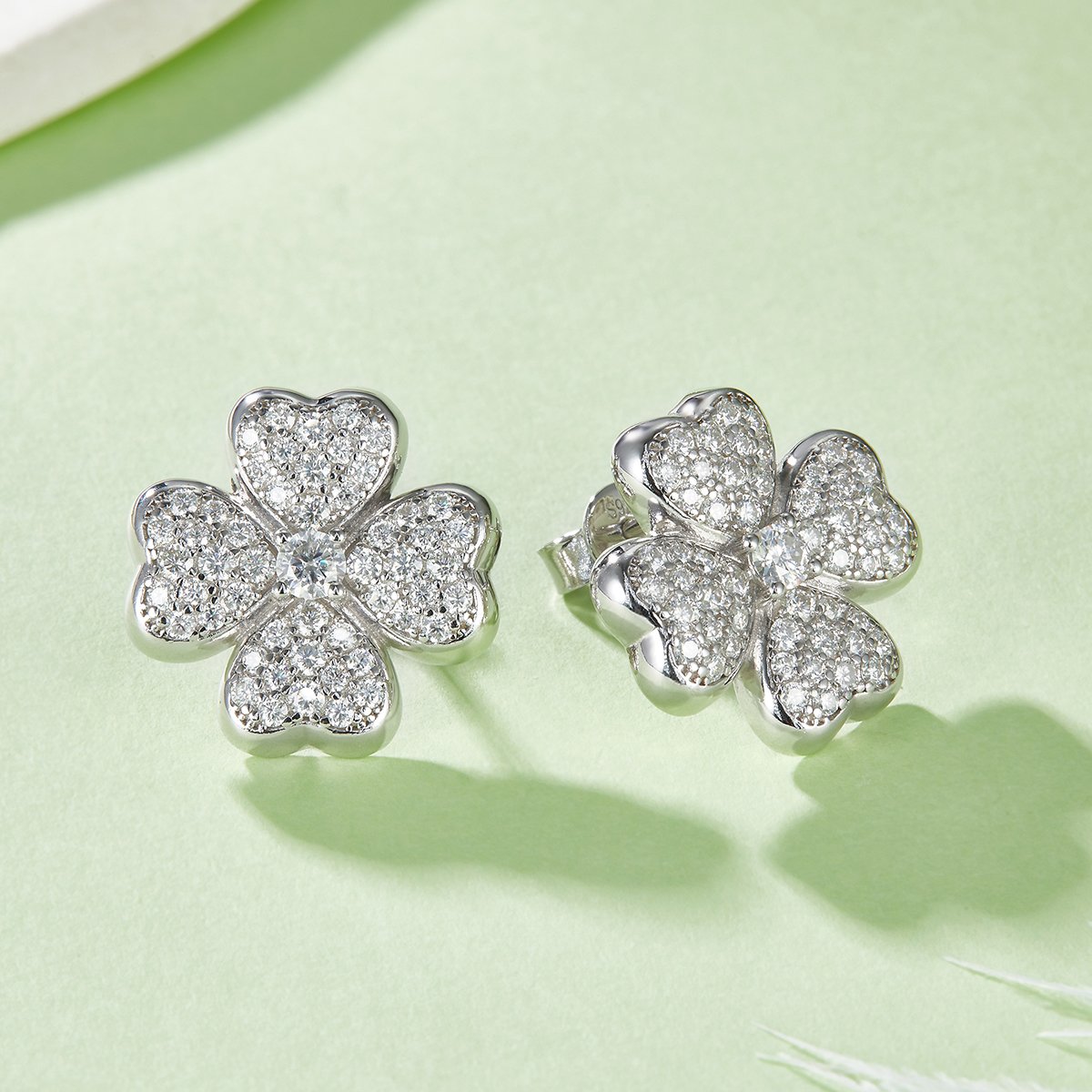 Pavé Flower Moissanite Stud Earrings – 1.34ct DEW Each - Image 3