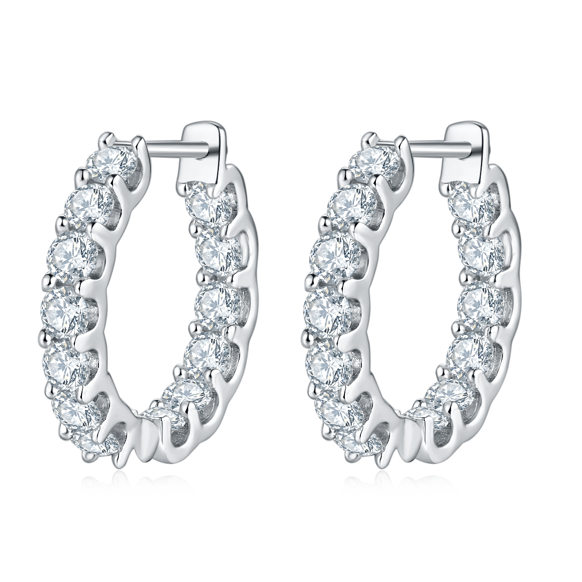 Inside-Out Moissanite Hoop Earrings – 2.6ct DEW White Gold