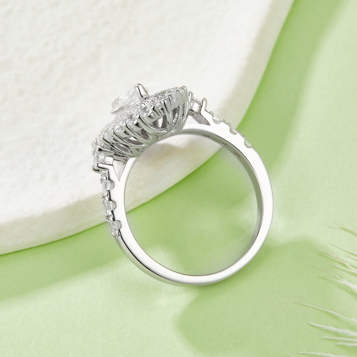 Marquise Moissanite Pink Double-Halo Ring - Image 3