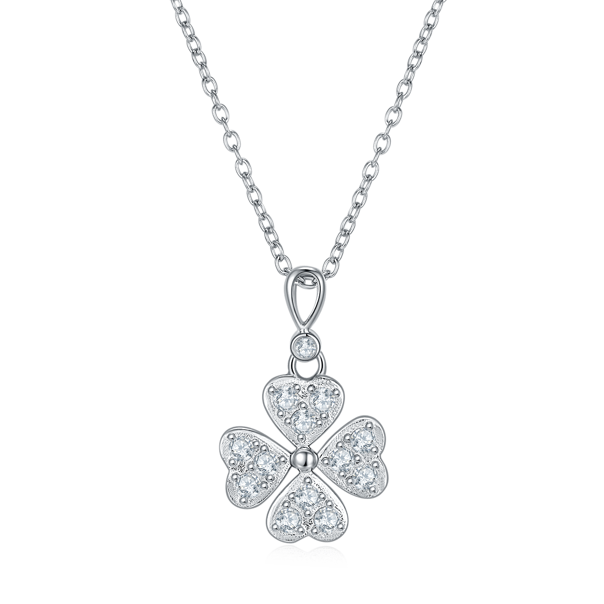 Moissanite Four-Leaf Clover Pendant & Earring Set - Image 2