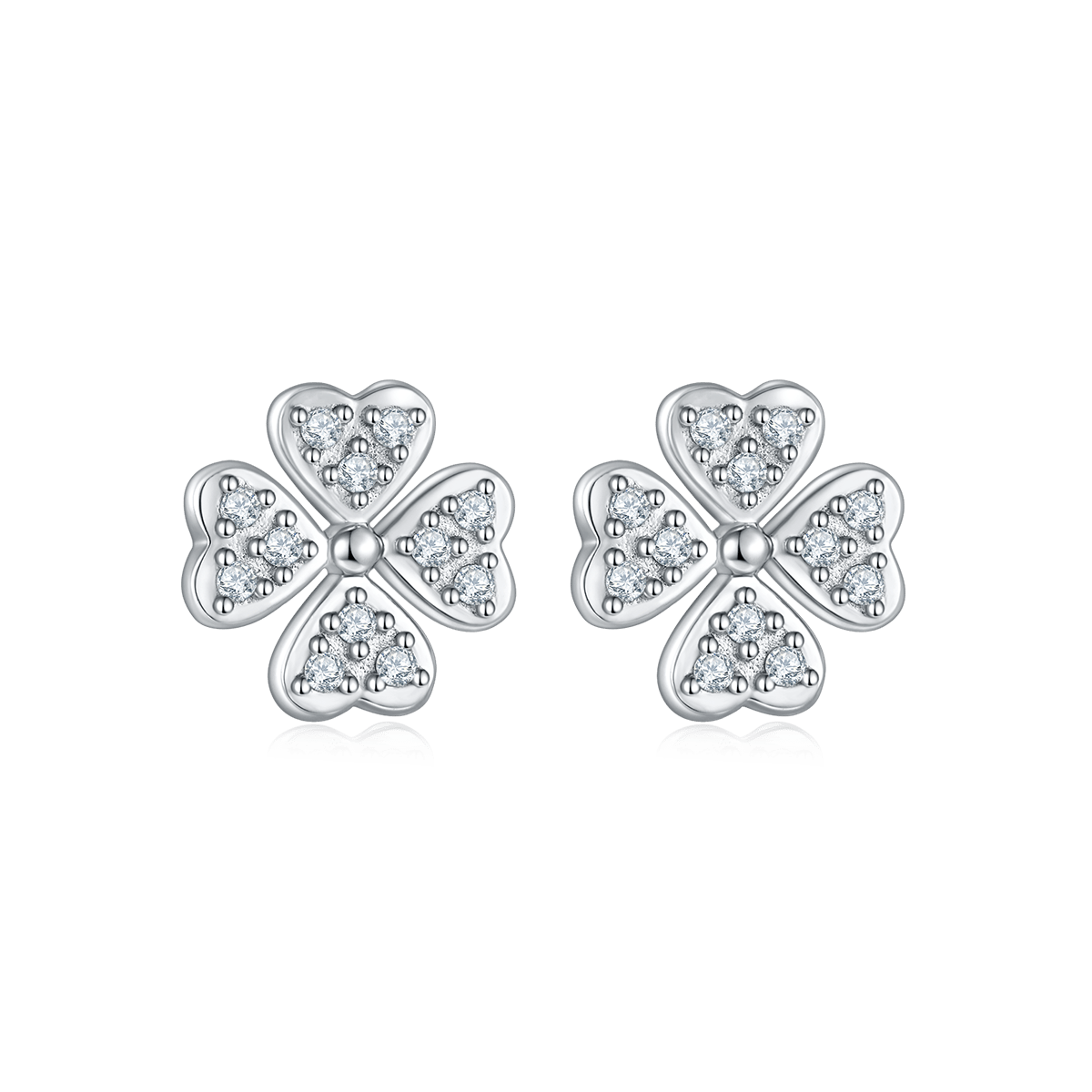 Moissanite Four-Leaf Clover Pendant & Earring Set - Image 3