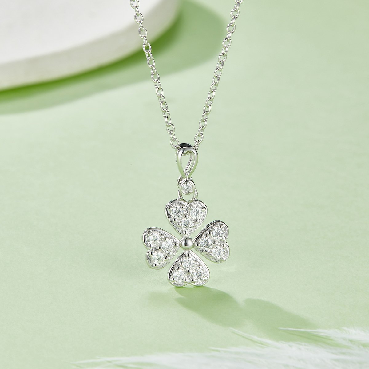 Moissanite Four-Leaf Clover Pendant & Earring Set - Image 4