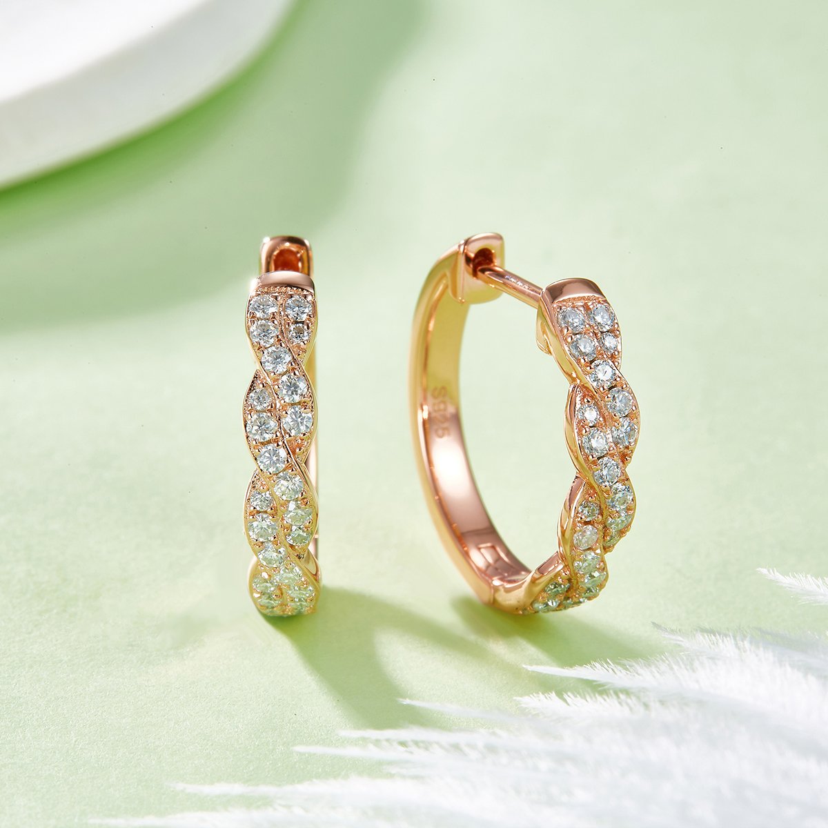 Twisted Rope Moissanite Huggie Earrings – 0.41ct DEW Each (0.82ct Pair) - Image 5