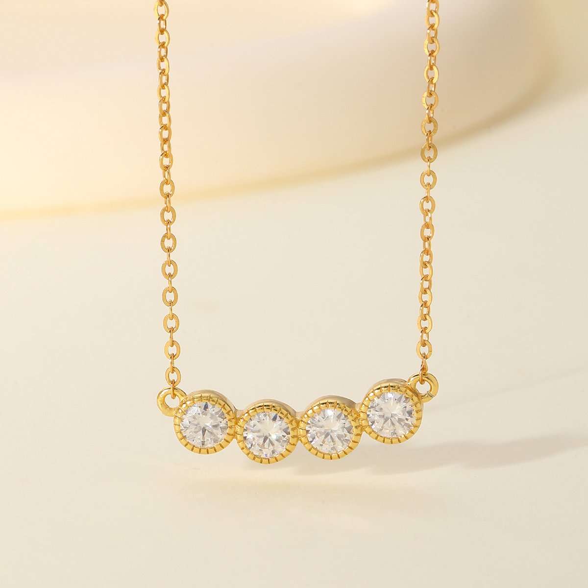 Yellow Gold Four-Stone Moissanite Necklace – 1.2ct DEW DEF Colorless - Image 2