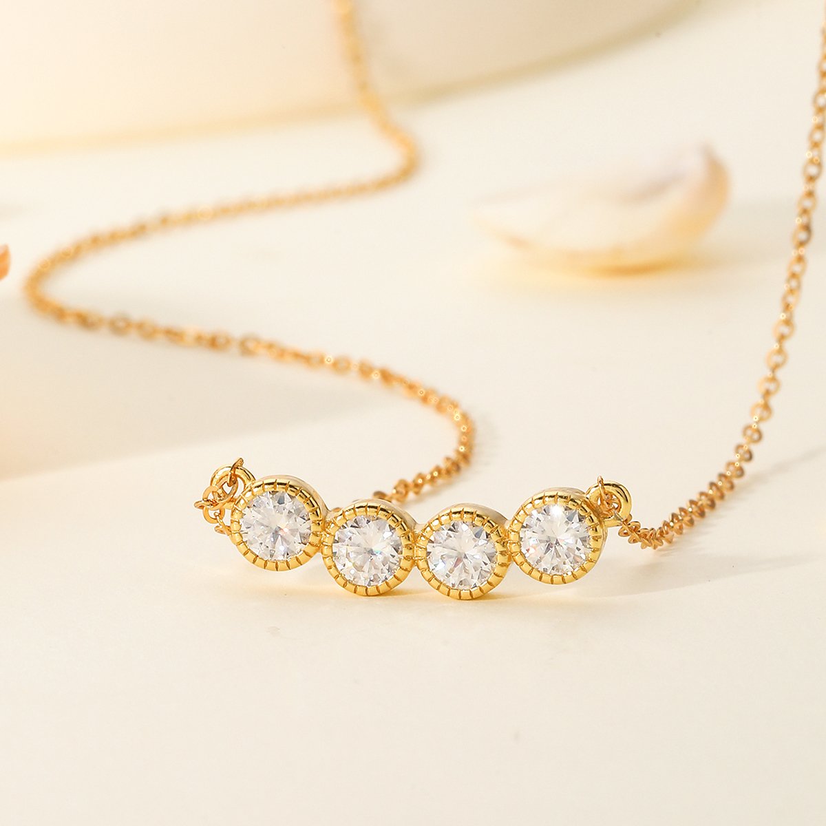 Yellow Gold Four-Stone Moissanite Necklace – 1.2ct DEW DEF Colorless - Image 3