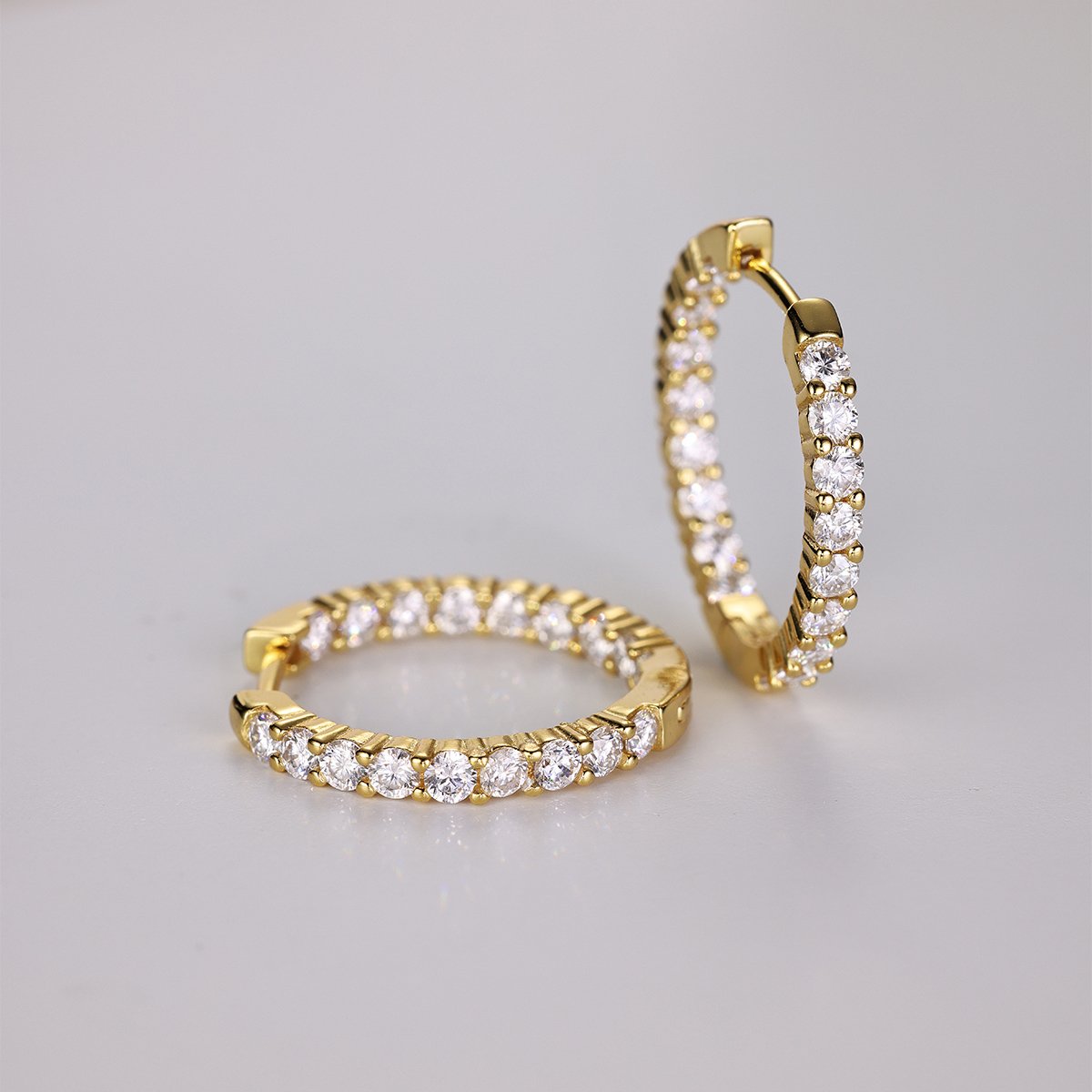 Yellow Gold Moissanite Hoop Earrings – 2.16ct DEW per Hoop - alternate view