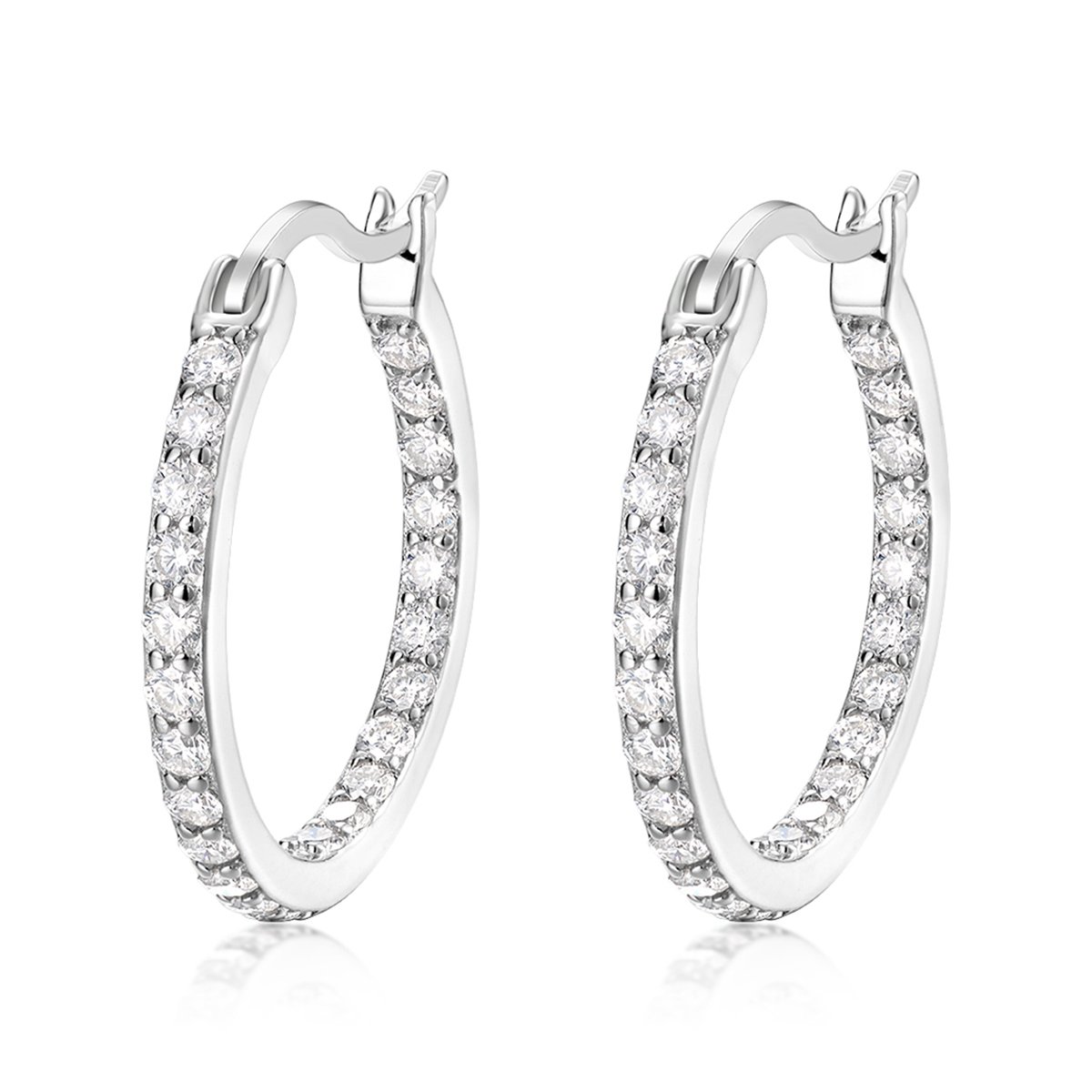 Inside-Out Pavé Moissanite Hoop Earrings | 0.5ct DEW Round Brilliant | 925 Silver