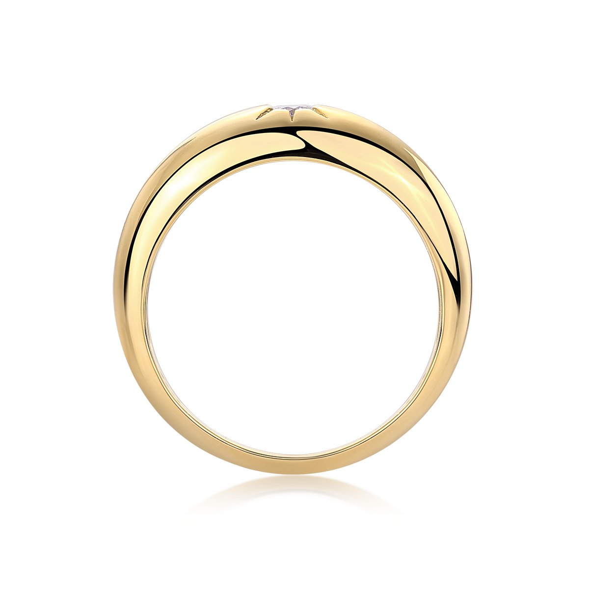Star-Set Round Moissanite Dome Ring in 18K Yellow Gold - Image 2