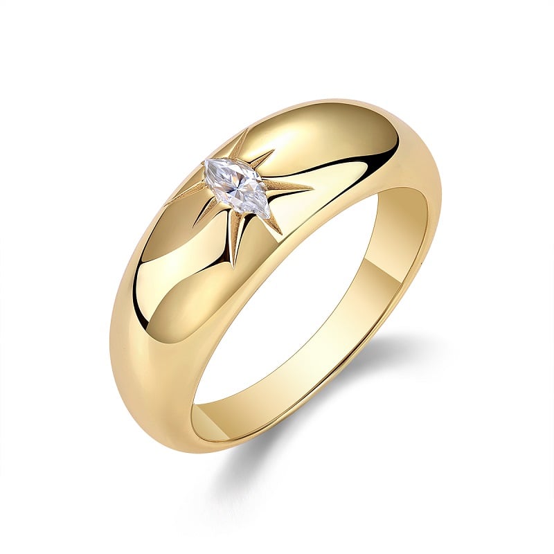 Marquise Moissanite Starburst Dome Ring
