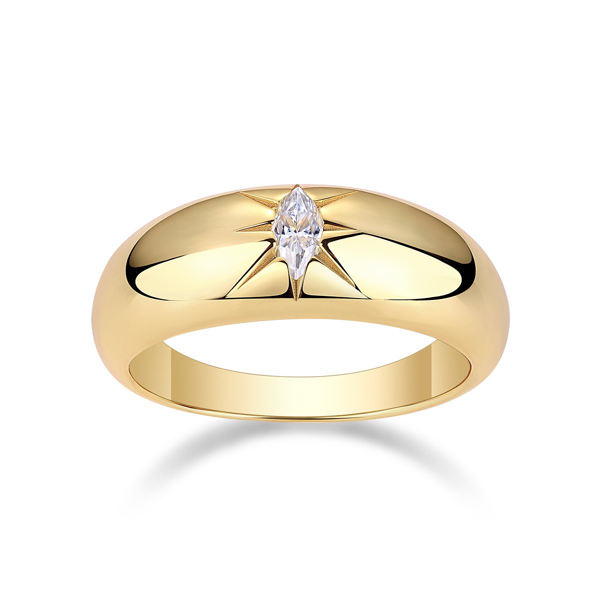 Marquise Moissanite Starburst Dome Ring - Image 4