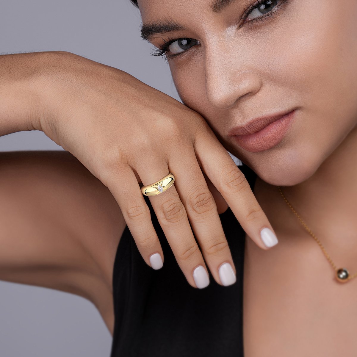 Marquise Moissanite Starburst Dome Ring - Image 7