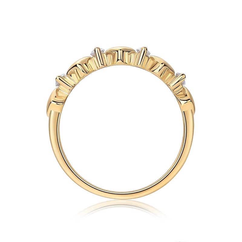 Dainty Heart Moissanite Ring – 18K Yellow Gold Plated 925 Silver Stacking Band - Image 3