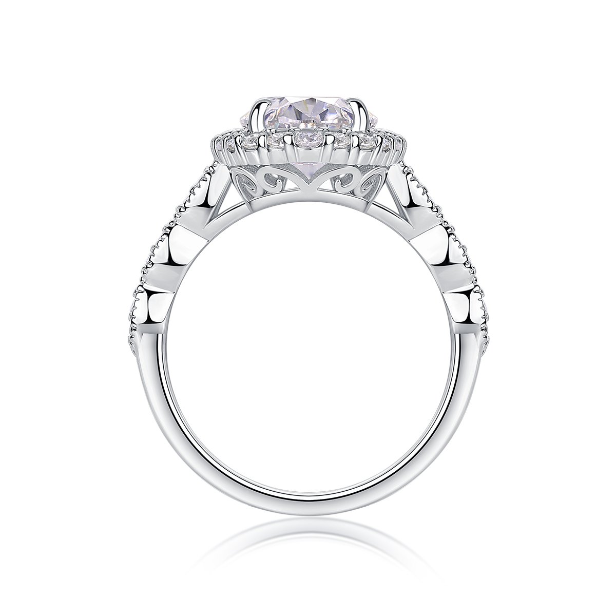 4.5ct Oval Moissanite Halo Twisted-Shank Ring - Image 2